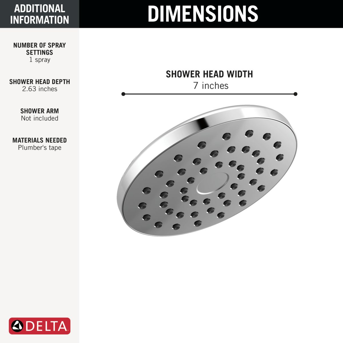 DELTA Universal Showering Components PivotPro Raincan Shower Head — Lumicoat® Chrome