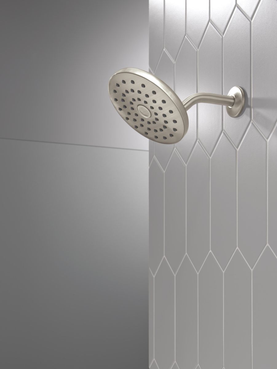 DELTA Universal Showering Components PivotPro Raincan Shower Head — Lumicoat® Stainless