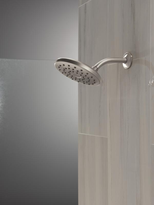 DELTA Universal Showering Components PivotPro Raincan Shower Head — Lumicoat® Stainless