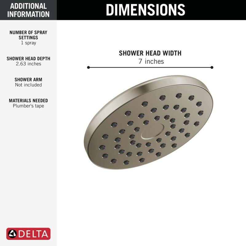 DELTA Universal Showering Components PivotPro Raincan Shower Head — Lumicoat® Stainless