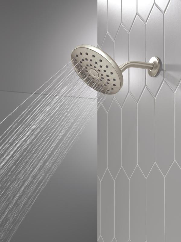 DELTA Universal Showering Components PivotPro Raincan Shower Head — Lumicoat® Stainless