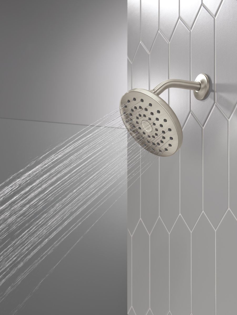 DELTA Universal Showering Components PivotPro Raincan Shower Head — Lumicoat® Stainless