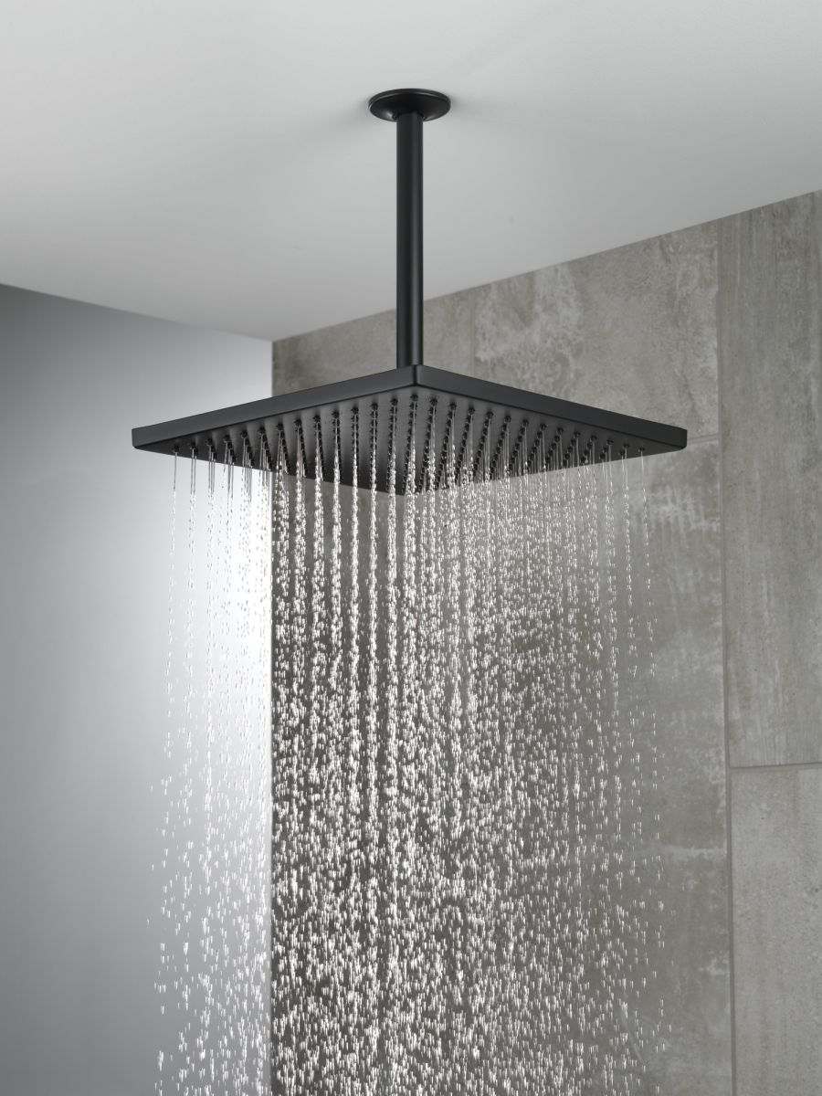 DELTA Universal Showering Components Single-Setting Metal Raincan Shower Head — Matte Black