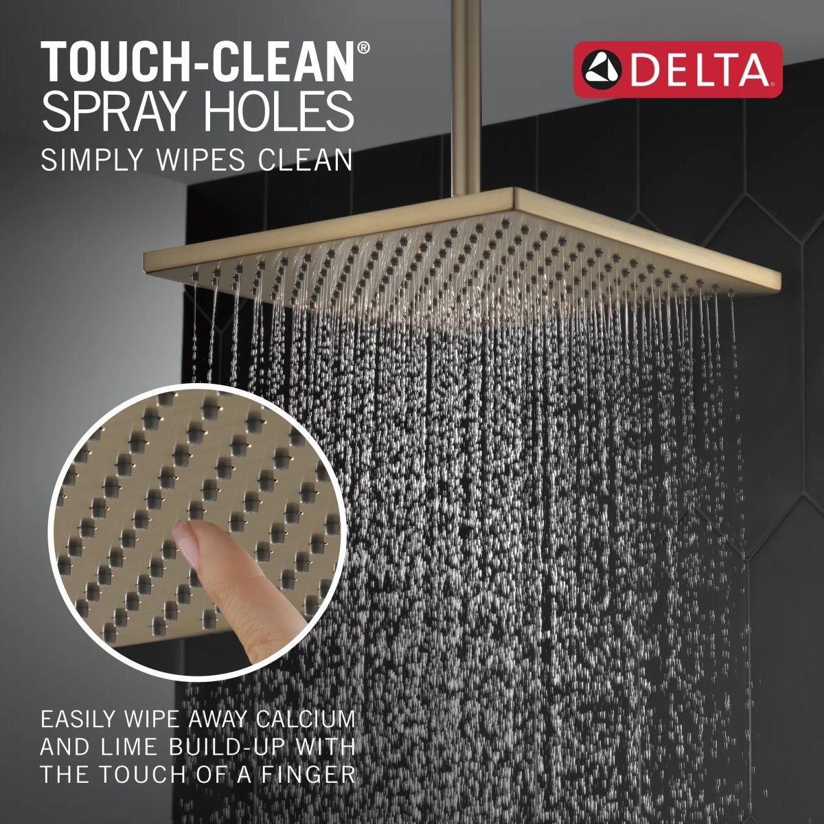 DELTA Universal Showering Components Single-Setting Metal Raincan Shower Head — Lumicoat® Champagne Bronze