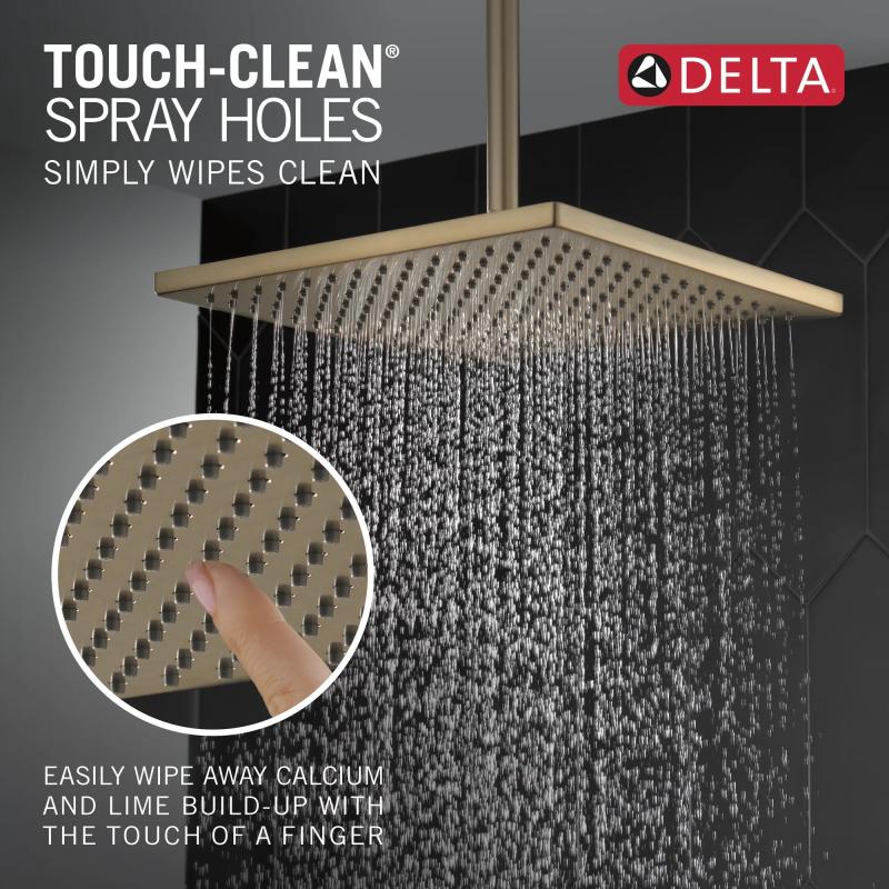 DELTA Universal Showering Components Single-Setting Metal Raincan Shower Head — Lumicoat® Champagne Bronze