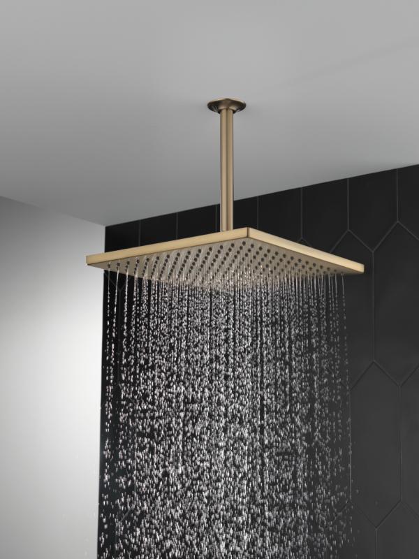 DELTA Universal Showering Components Single-Setting Metal Raincan Shower Head — Lumicoat® Champagne Bronze