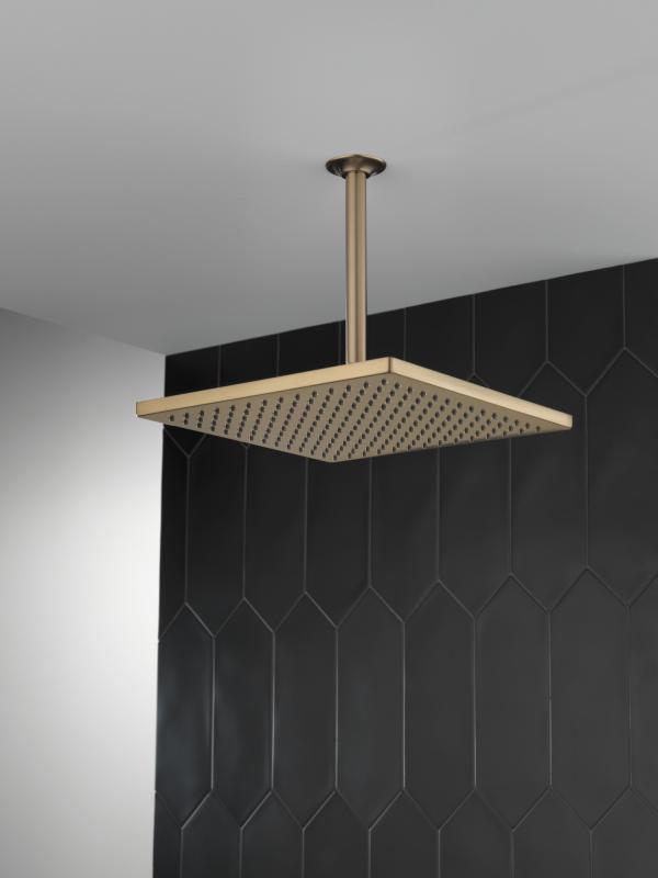 DELTA Universal Showering Components Single-Setting Metal Raincan Shower Head — Lumicoat® Champagne Bronze