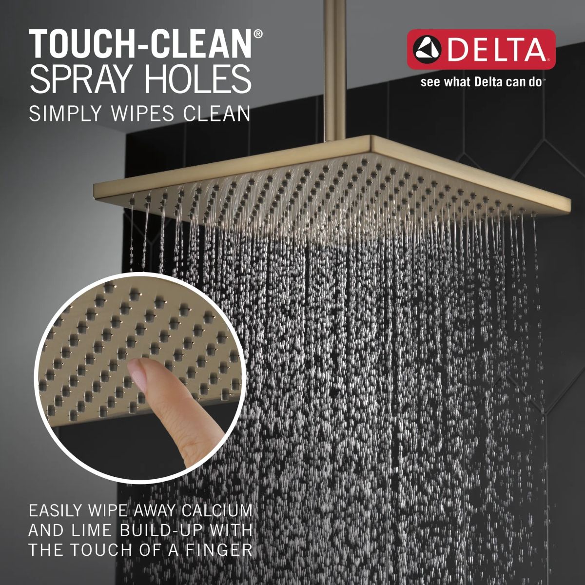 DELTA Universal Showering Components Single-Setting Metal Raincan Shower Head — Champagne Bronze
