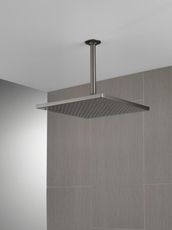 DELTA Universal Showering Components Single-Setting Metal Raincan Shower Head — Lumicoat® Black Stainless