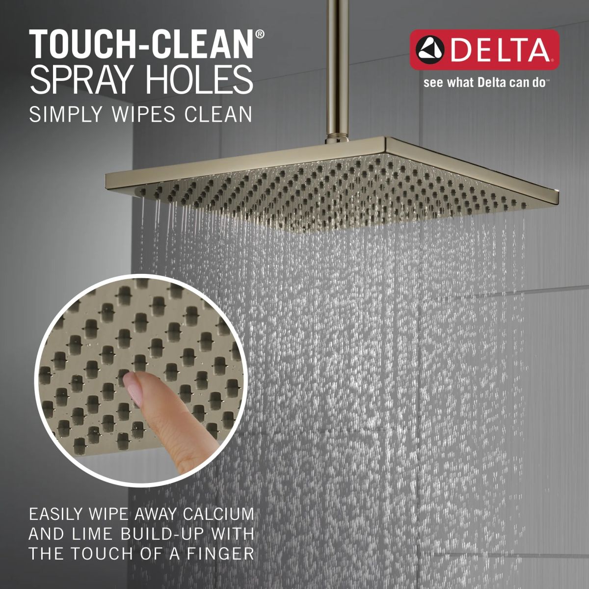 DELTA Universal Showering Components Single-Setting Metal Raincan Shower Head — Lumicoat® Polished Nickel