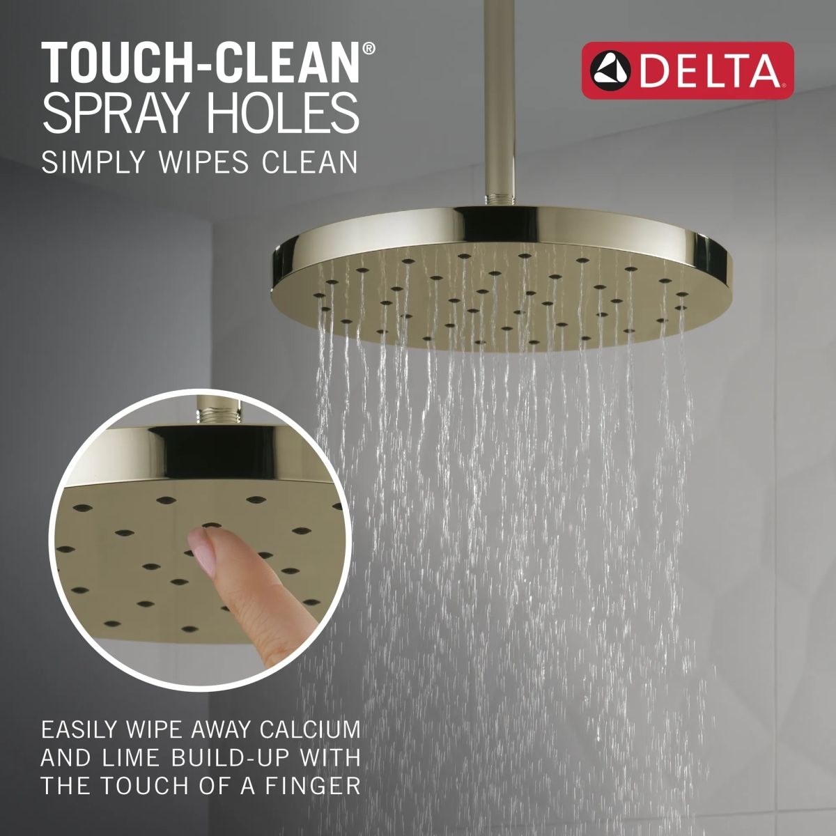 DELTA Universal Showering Components H2Okinetic Single-Setting Shower Head with Ultrasoak — Lumicoat® Polished Nickel
