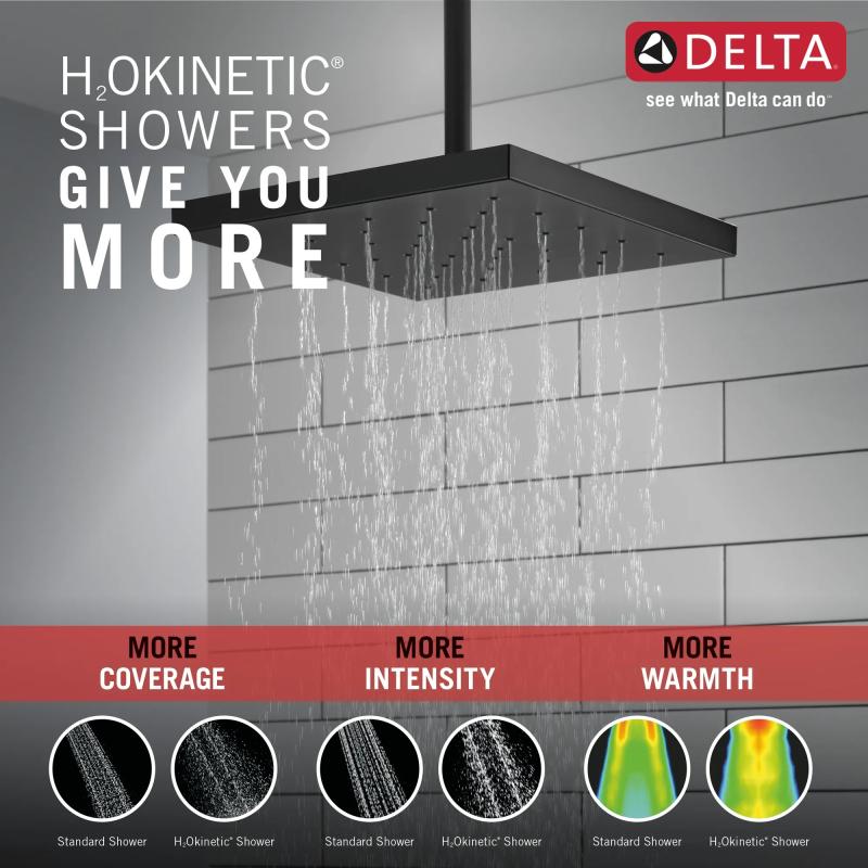 DELTA Universal Showering Components H2Okinetic Single Setting Shower Head with Ultrasoak — Matte Black