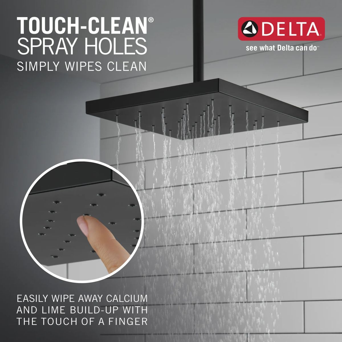 DELTA Universal Showering Components H2Okinetic Single Setting Shower Head with Ultrasoak — Matte Black