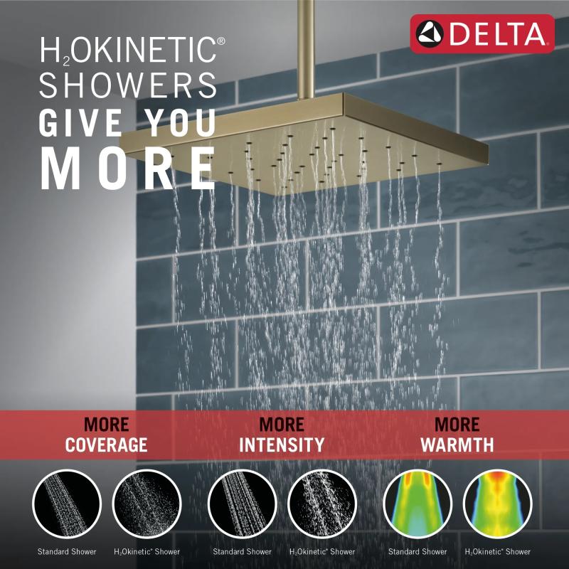 DELTA Universal Showering Components H2Okinetic Single-Setting Shower Head with Ultrasoak — Lumicoat® Champagne Bronze