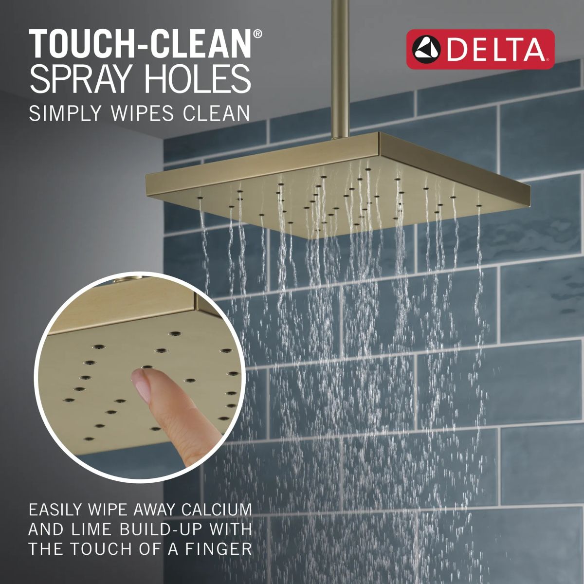 DELTA Universal Showering Components H2Okinetic Single-Setting Shower Head with Ultrasoak — Lumicoat® Champagne Bronze
