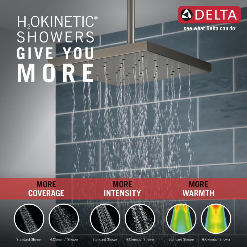 DELTA Universal Showering Components H2Okinetic Single Setting Shower Head with Ultrasoak — Lumicoat® Black Stainless