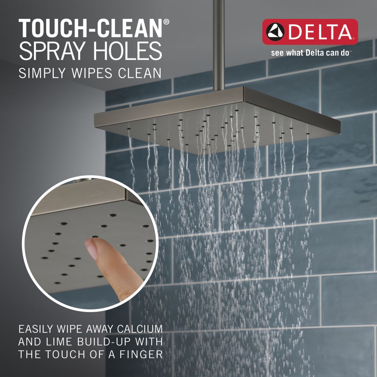 DELTA Universal Showering Components H2Okinetic Single Setting Shower Head with Ultrasoak — Lumicoat® Black Stainless