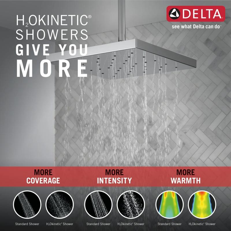 DELTA Universal Showering Components H2Okinetic Single Setting Shower Head with Ultrasoak — Lumicoat® Chrome