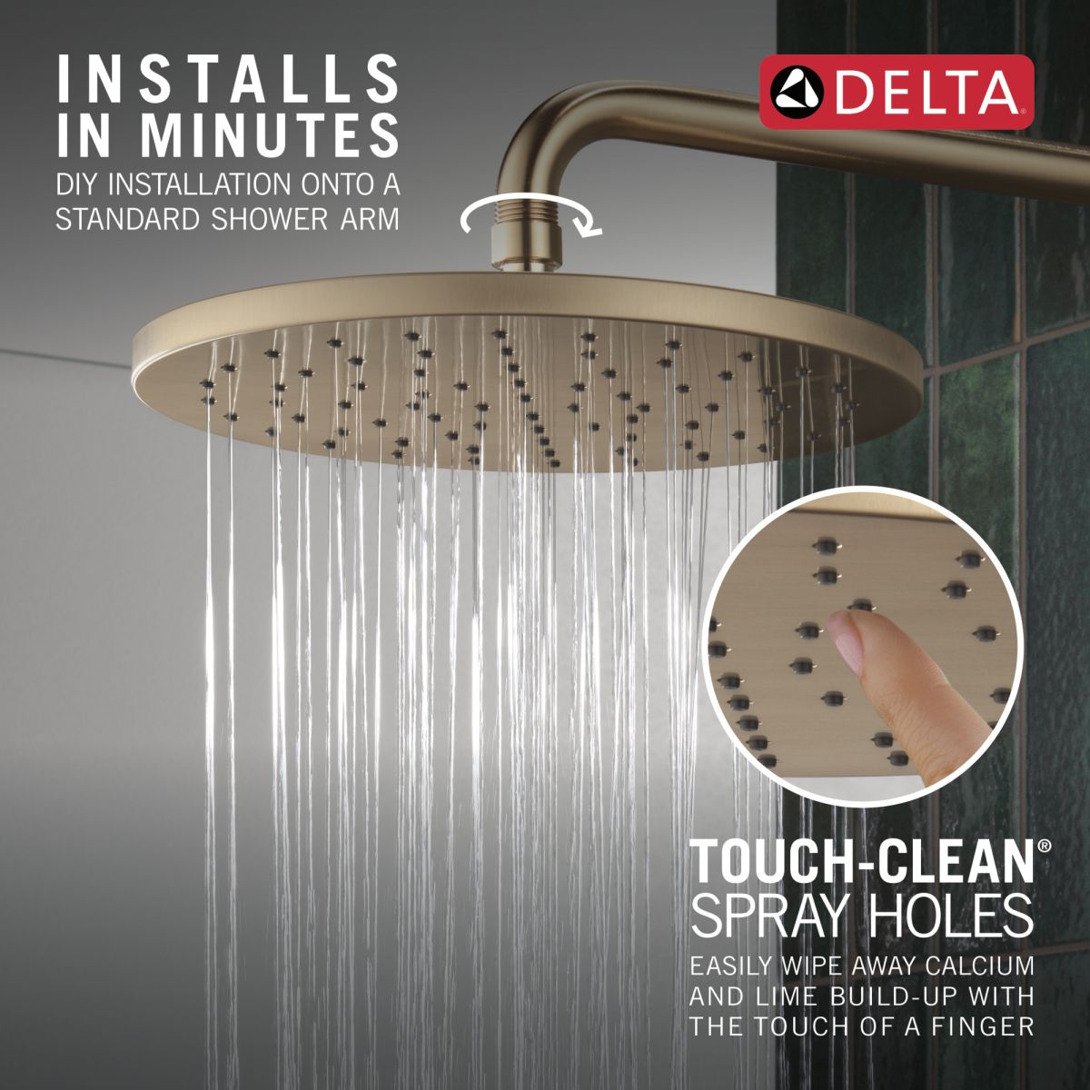 DELTA Universal Showering Components 10" Single-Function Raincan Shower Head — Lumicoat® Champagne Bronze