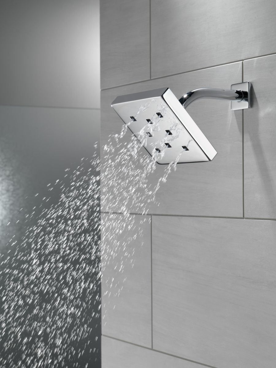DELTA Universal Showering Components H2OKINETIC Single-Setting Metal Raincan Shower Head — Chrome
