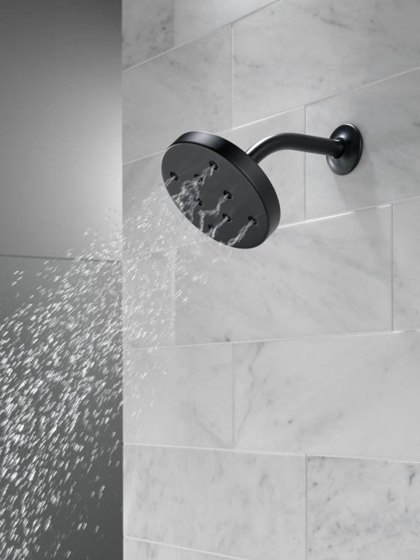 DELTA Universal Showering Components H2OKINETIC Single-Setting Metal Raincan Shower Head — Matte Black