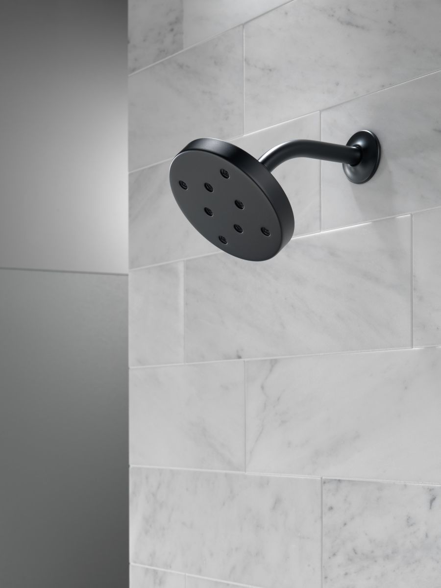 DELTA Universal Showering Components H2OKINETIC Single-Setting Metal Raincan Shower Head — Matte Black
