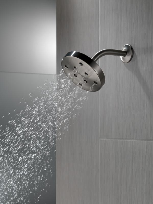 DELTA Universal Showering Components H2Okinetic Single-Setting Metal Raincan Shower Head — Lumicoat® Black Stainless