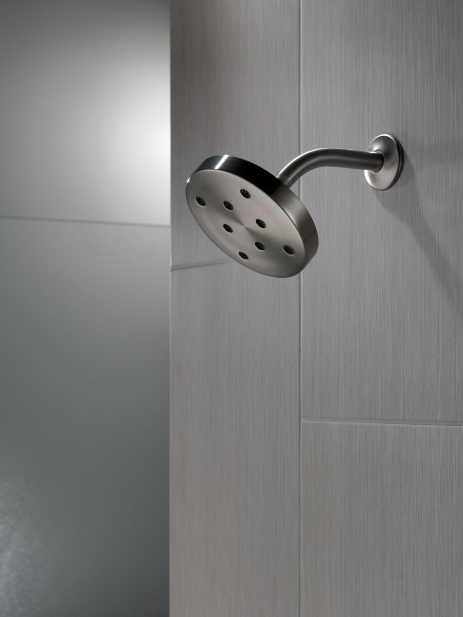 DELTA Universal Showering Components H2Okinetic Single-Setting Metal Raincan Shower Head — Lumicoat® Black Stainless