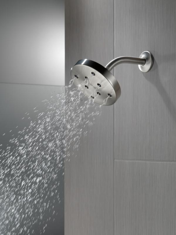 DELTA Universal Showering Components H2Okinetic Single-Setting Metal Raincan Shower Head — Lumicoat® Stainless