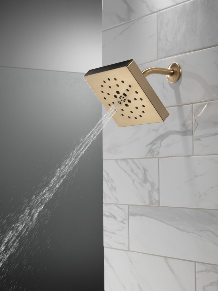 DELTA Universal Showering Components H2Okinetic 4-Setting Shower Head with Ultrasoak — Champagne Bronze