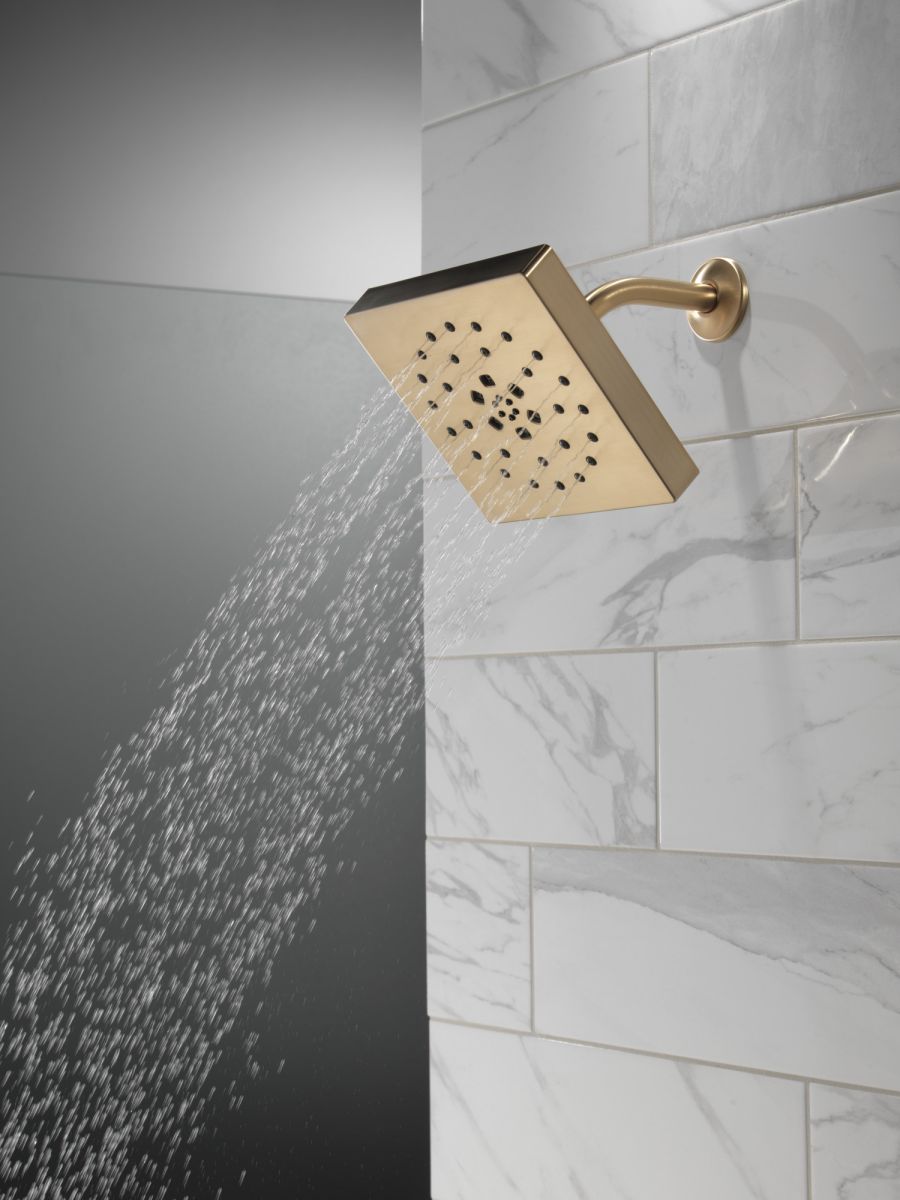 DELTA Universal Showering Components H2Okinetic 4-Setting Shower Head with Ultrasoak — Champagne Bronze