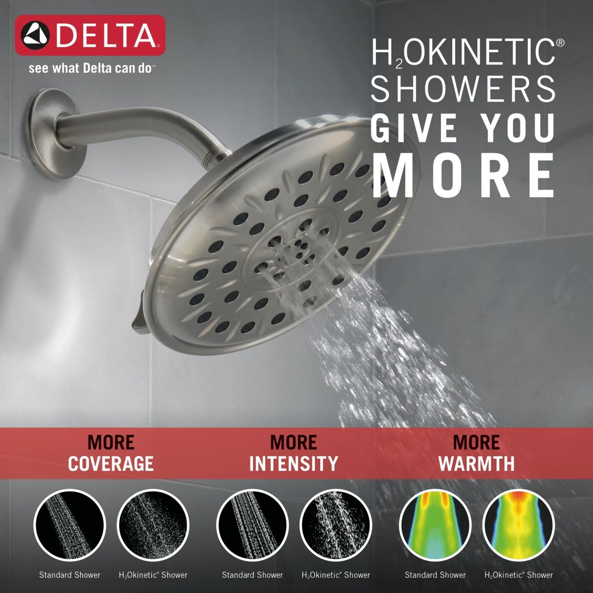 DELTA Universal Showering Components Ultrasoak 4-Setting Shower Head — Stainless