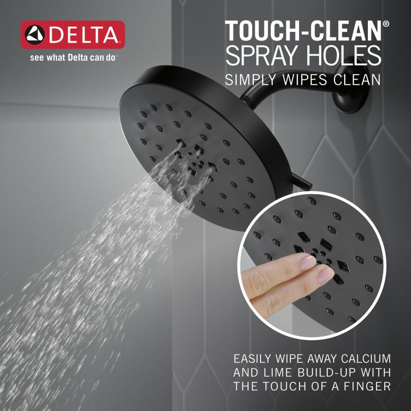 DELTA Universal Showering Components H2Okinetic 4-Setting Shower Head with Ultrasoak — Matte Black