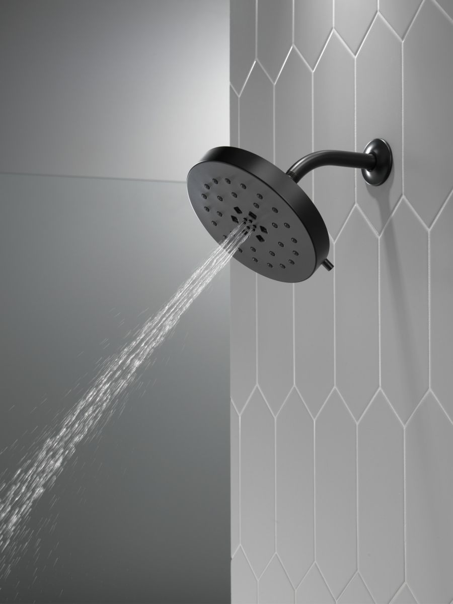DELTA Universal Showering Components H2Okinetic 4-Setting Shower Head with Ultrasoak — Matte Black