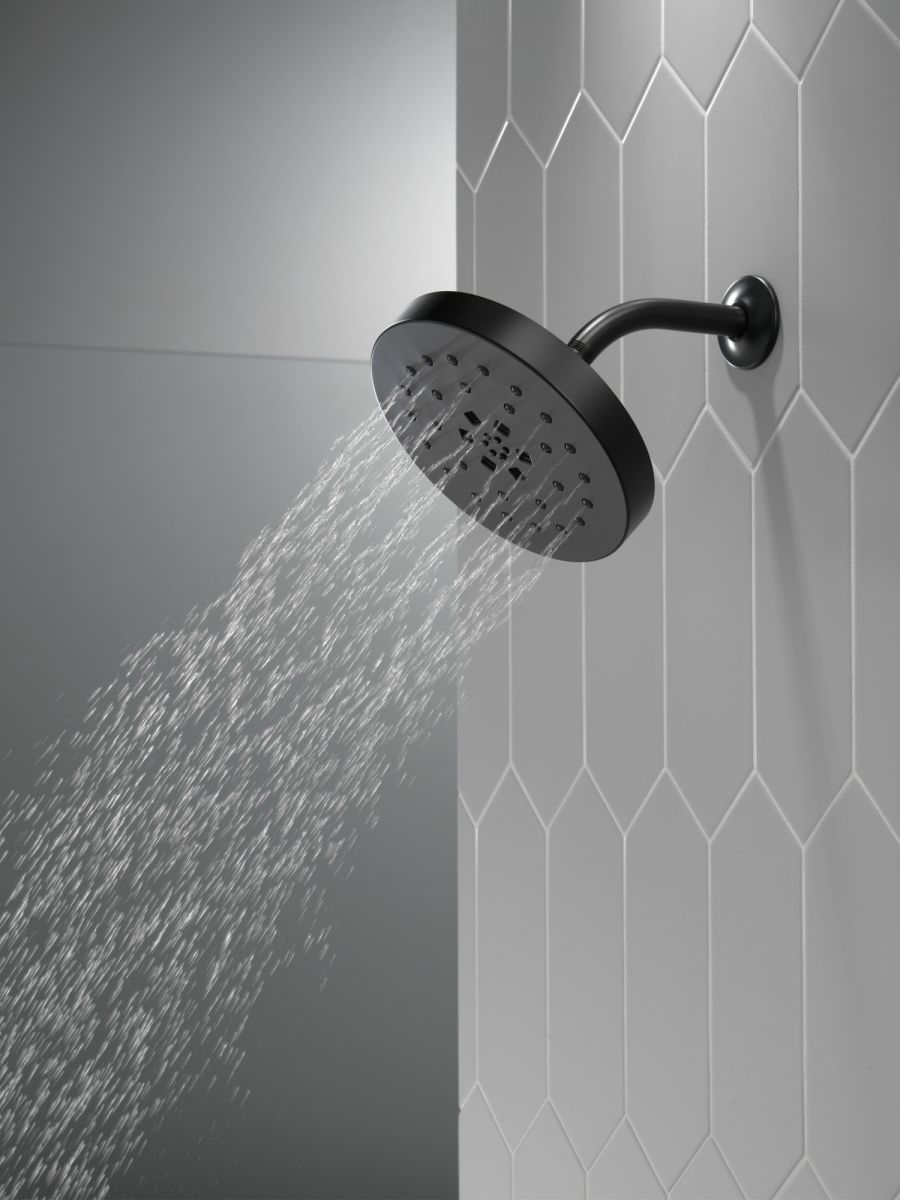 DELTA Universal Showering Components H2Okinetic 4-Setting Shower Head with Ultrasoak — Matte Black