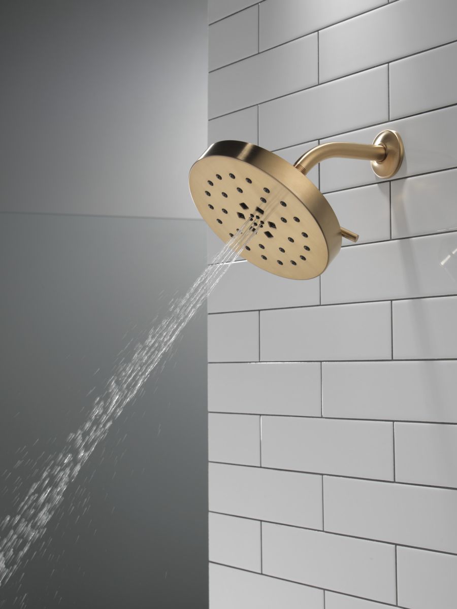 DELTA Universal Showering Components H2Okinetic 4-Setting Shower Head with Ultrasoak — Lumicoat® Champagne Bronze