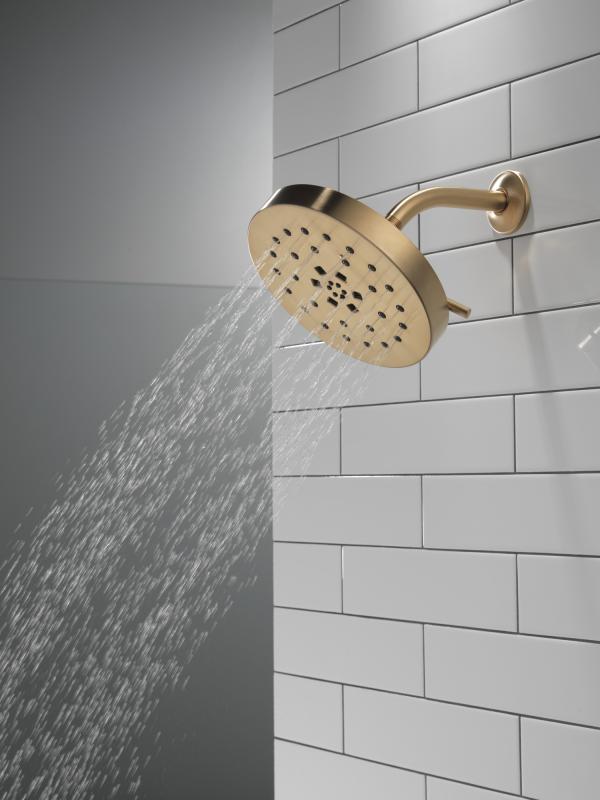 DELTA Universal Showering Components H2Okinetic 4-Setting Shower Head with Ultrasoak — Lumicoat® Champagne Bronze