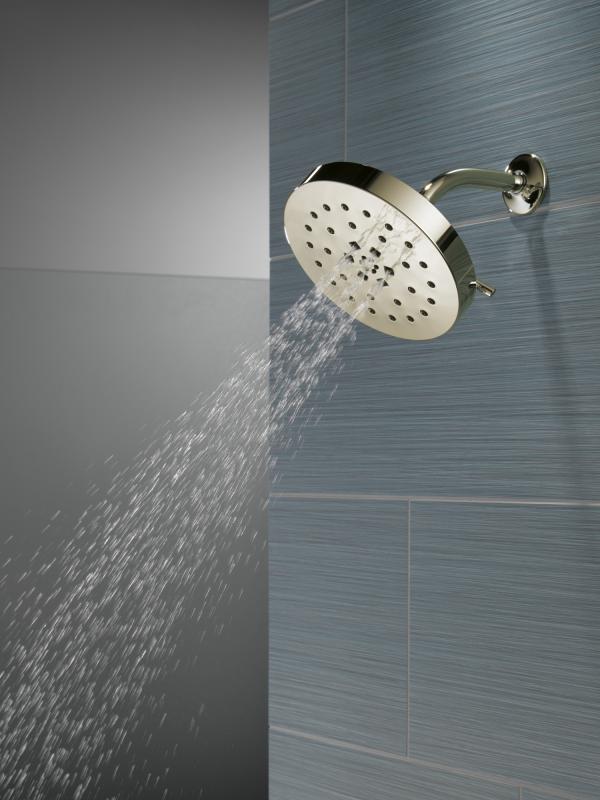DELTA Universal Showering Components H2Okinetic 4-Setting Shower Head with Ultrasoak — Lumicoat® Polished Nickel