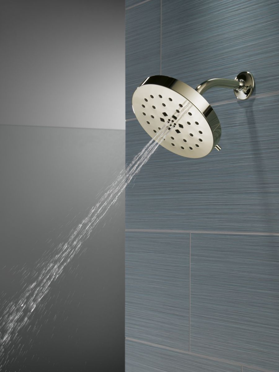 DELTA Universal Showering Components H2Okinetic 4-Setting Shower Head with Ultrasoak — Lumicoat® Polished Nickel