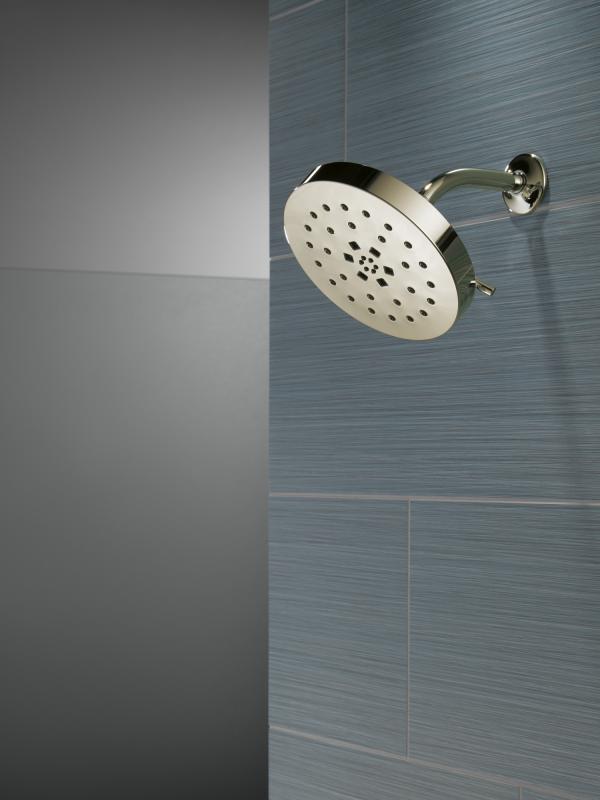 DELTA Universal Showering Components H2Okinetic 4-Setting Shower Head with Ultrasoak — Lumicoat® Polished Nickel
