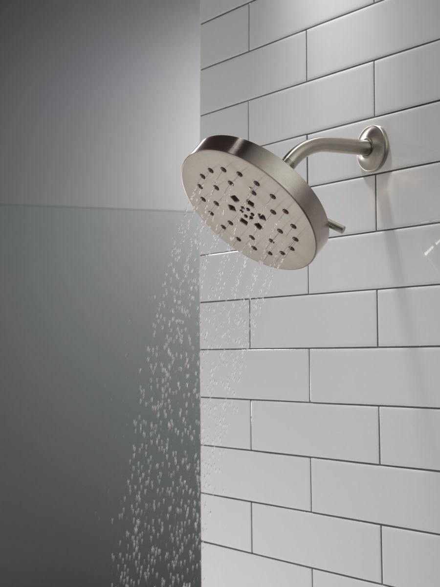 DELTA Universal Showering Components H2Okinetic 4-Setting Shower Head with Ultrasoak — Lumicoat® Stainless