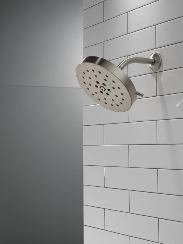 DELTA Universal Showering Components H2Okinetic 4-Setting Shower Head with Ultrasoak — Lumicoat® Stainless