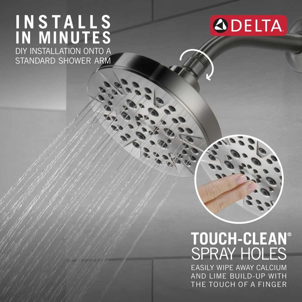 DELTA Universal Showering Components 5-Setting Showerhead — Stainless