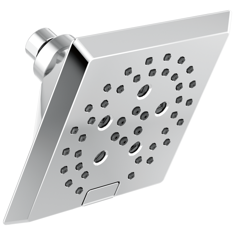 DELTA Universal Showering Components H2OKINETIC 5-Setting Angular Modern Raincan Shower Head — Chrome