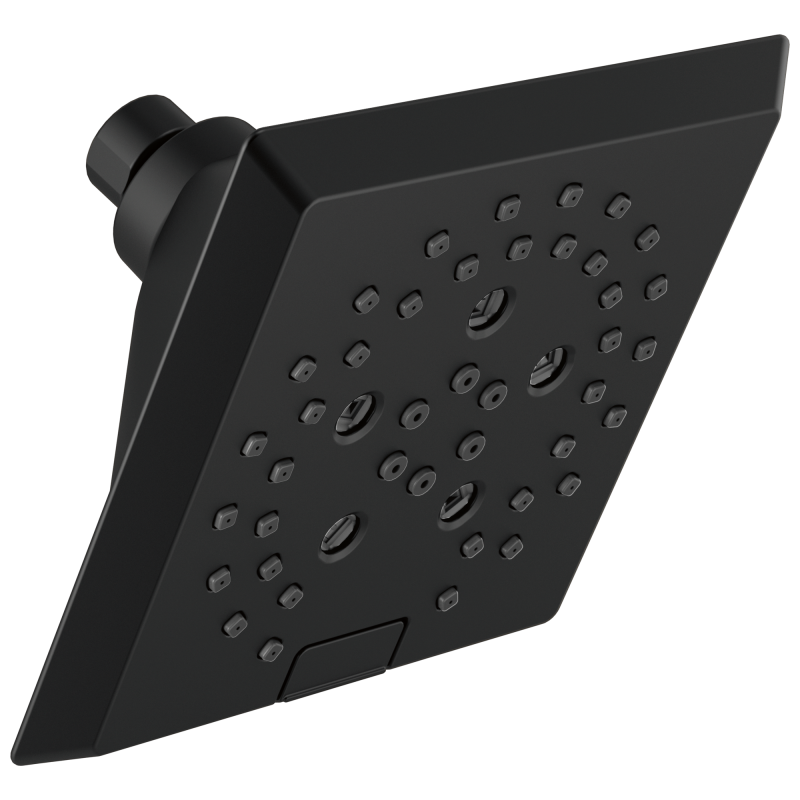 DELTA Universal Showering Components H2OKINETIC 5-Setting Angular Modern Raincan Shower Head — Matte Black