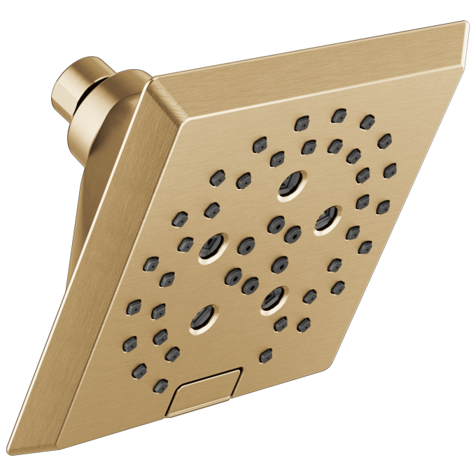 DELTA Universal Showering Components H2OKINETIC 5-Setting Angular Modern Raincan Shower Head — Lumicoat® Champagne Bronze