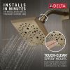 DELTA Universal Showering Components H2OKINETIC 5-Setting Angular Modern Raincan Shower Head — Lumicoat® Champagne Bronze
