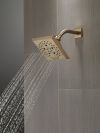 DELTA Universal Showering Components H2OKINETIC 5-Setting Angular Modern Raincan Shower Head — Lumicoat® Champagne Bronze