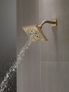 DELTA Universal Showering Components H2OKINETIC 5-Setting Angular Modern Raincan Shower Head — Lumicoat® Champagne Bronze
