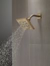 DELTA Universal Showering Components H2OKINETIC 5-Setting Angular Modern Raincan Shower Head — Lumicoat® Champagne Bronze